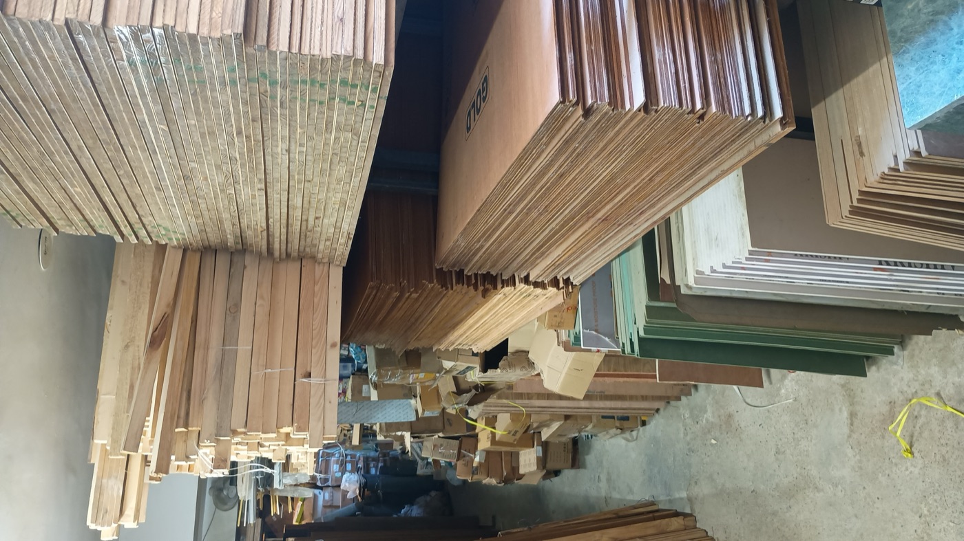Plywood stacks in our warehouse